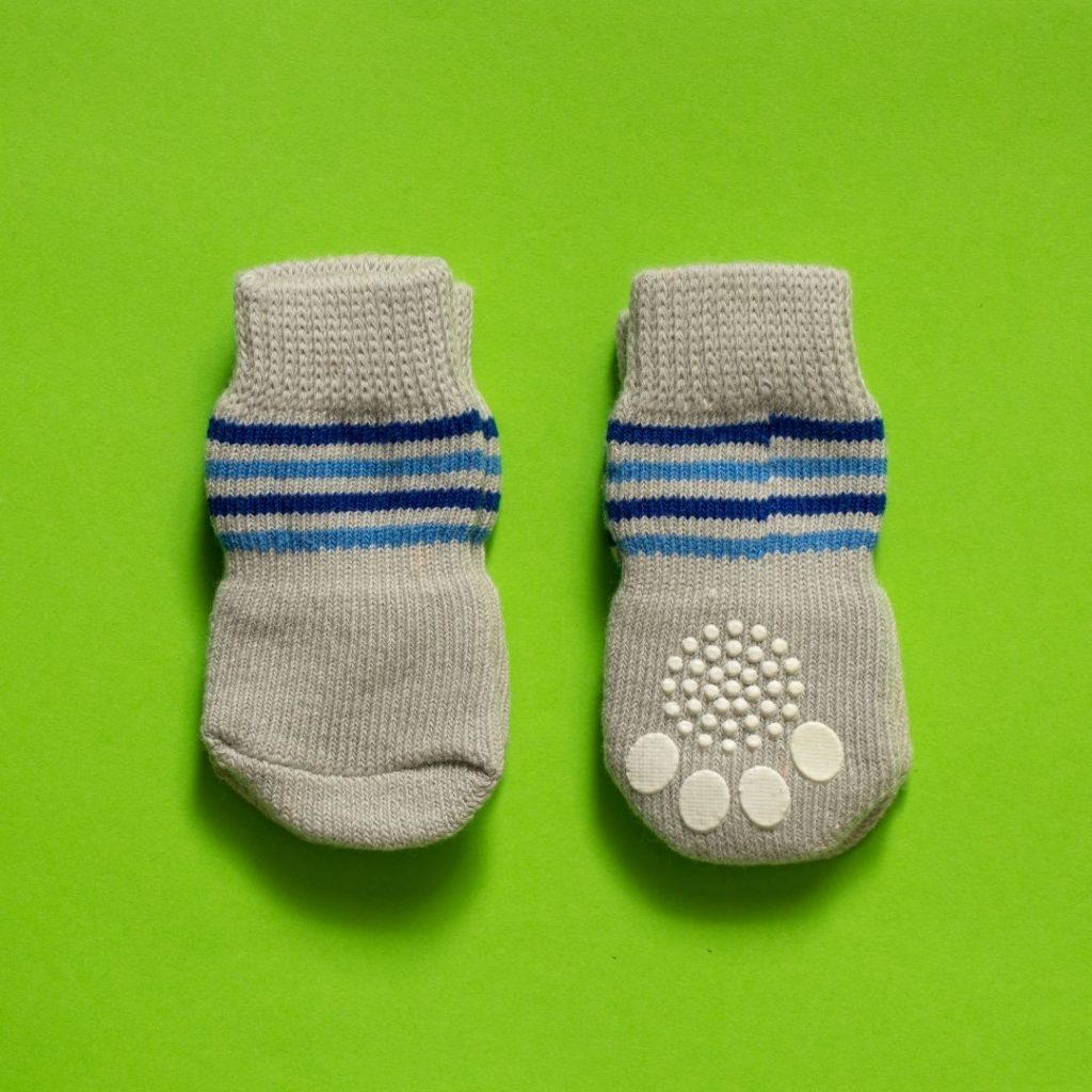 How to Stop Your Dog from Slipping on Floors: Dog socks or baby socks with rubber grippies